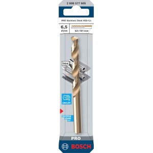 Bosch Spiralbohrer Pro Stainless Steel HSS-Co, 6,5 mm, für Metall.