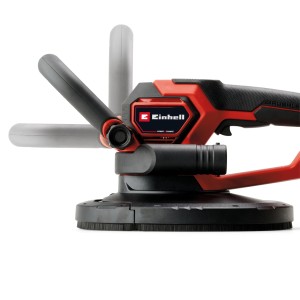 Einhell Akku-Trockenbauschleifer TP-DWS 18/225 Li Bl-Solo, rot-schwarz, mit Schleifscheibe und Handgriff.