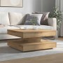 Quadratischer, drehbarer Couchtisch in Artisan-Eiche (70x70 cm) im Wohnzimmer.
