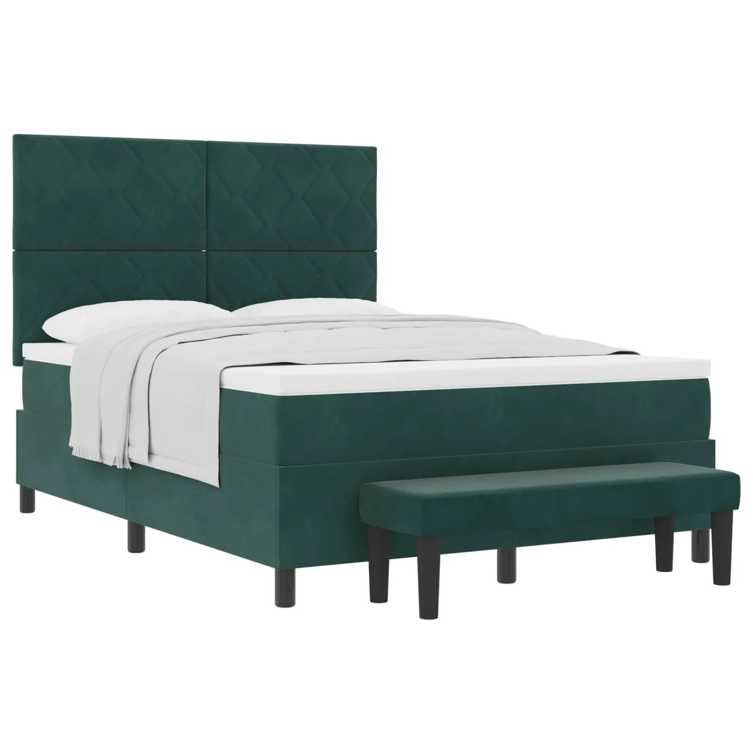 vidaXL Boxspringbett mit Matratze Dunkelgrün 160 x 200 cm Samt 3344591