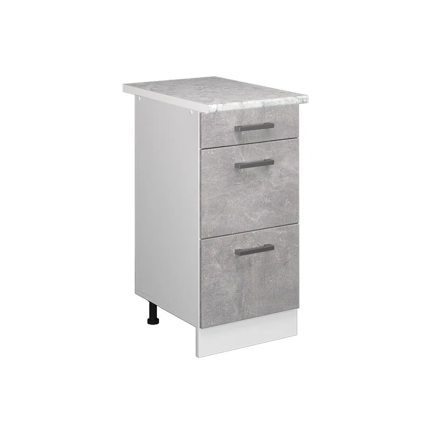 Vicco Küchenunterschrank R-Line Beton Weiß 40 cm mit Schubladen AP Marmor