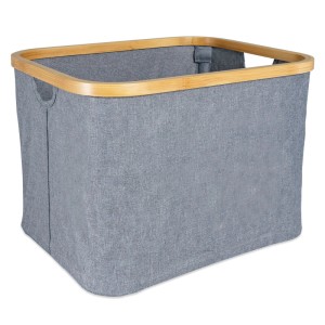 osoltus Faltbox Wäschebox Wäschekorb Nelson Bambus 40 cm Grau