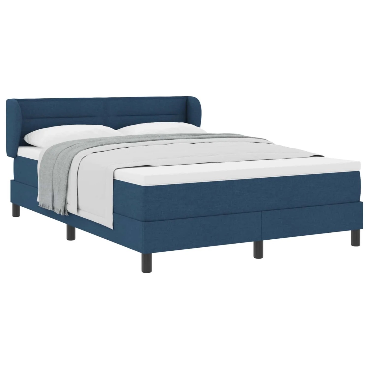 vidaXL Boxspringbett mit Matratze mit Kopfteil Blau 140 x 200 cm Stoff 3339967