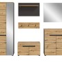 6-teiliges Garderoben-Set Cooper in Eiche Grau mit Spiegel, Paneel, Bank und Kommode.
