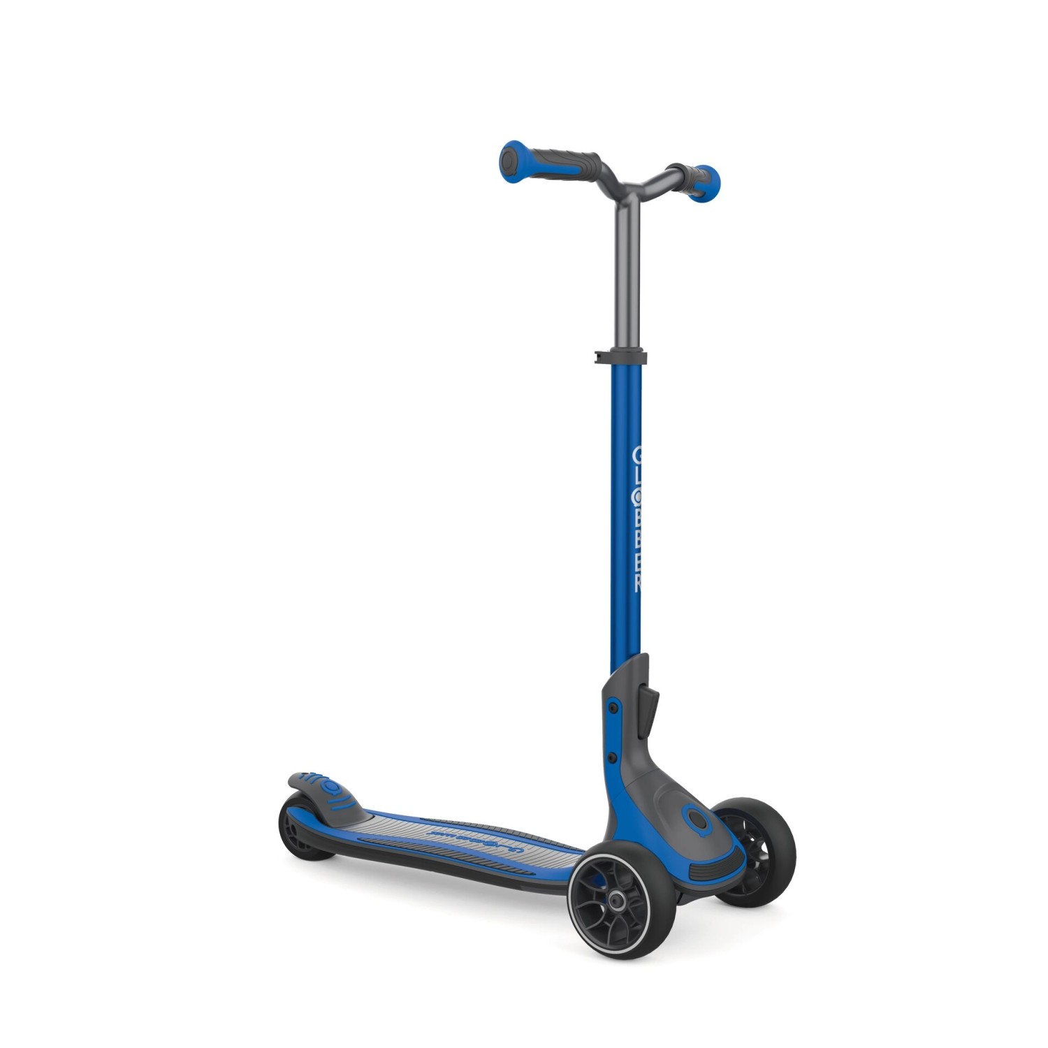 Globber Ultimum Tretroller Kinder Erwachsene 125/90 mm Extra Breit ABEC 7 3-Rädrig Höhenverstellbar Dunkelblau