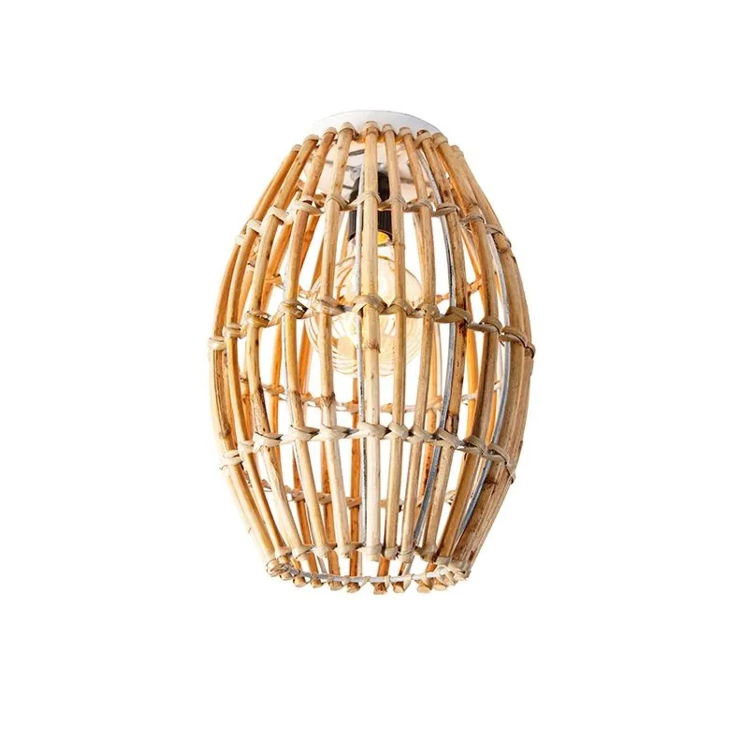 QAZQA Ländliche Deckenlampe Bambus mit Weiß Canna Capsule