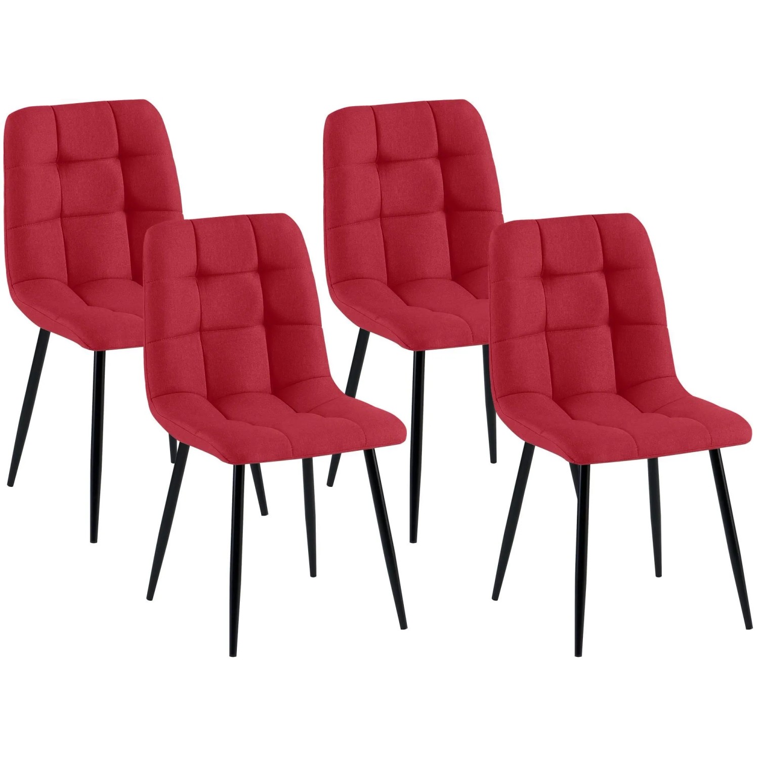 CLP 4er Set Esszimmerstühle Antibes Stoff Rot