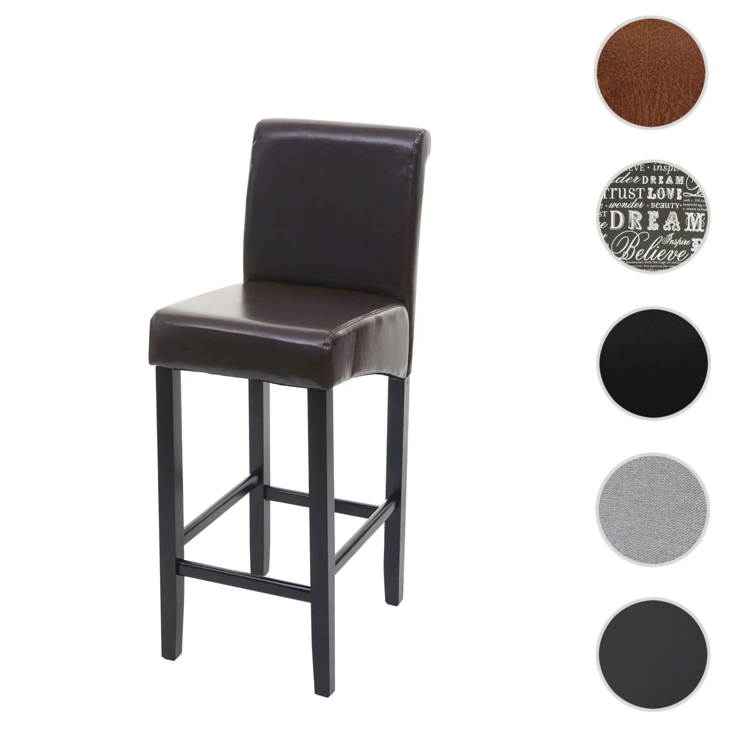 PROREGAL Barhocker Gepolstert Mit Lehne Sitzhöhe 75cm Holz Hellgrau Helle Beine Stoff/Textil Barstuhl Tresenhocker_9