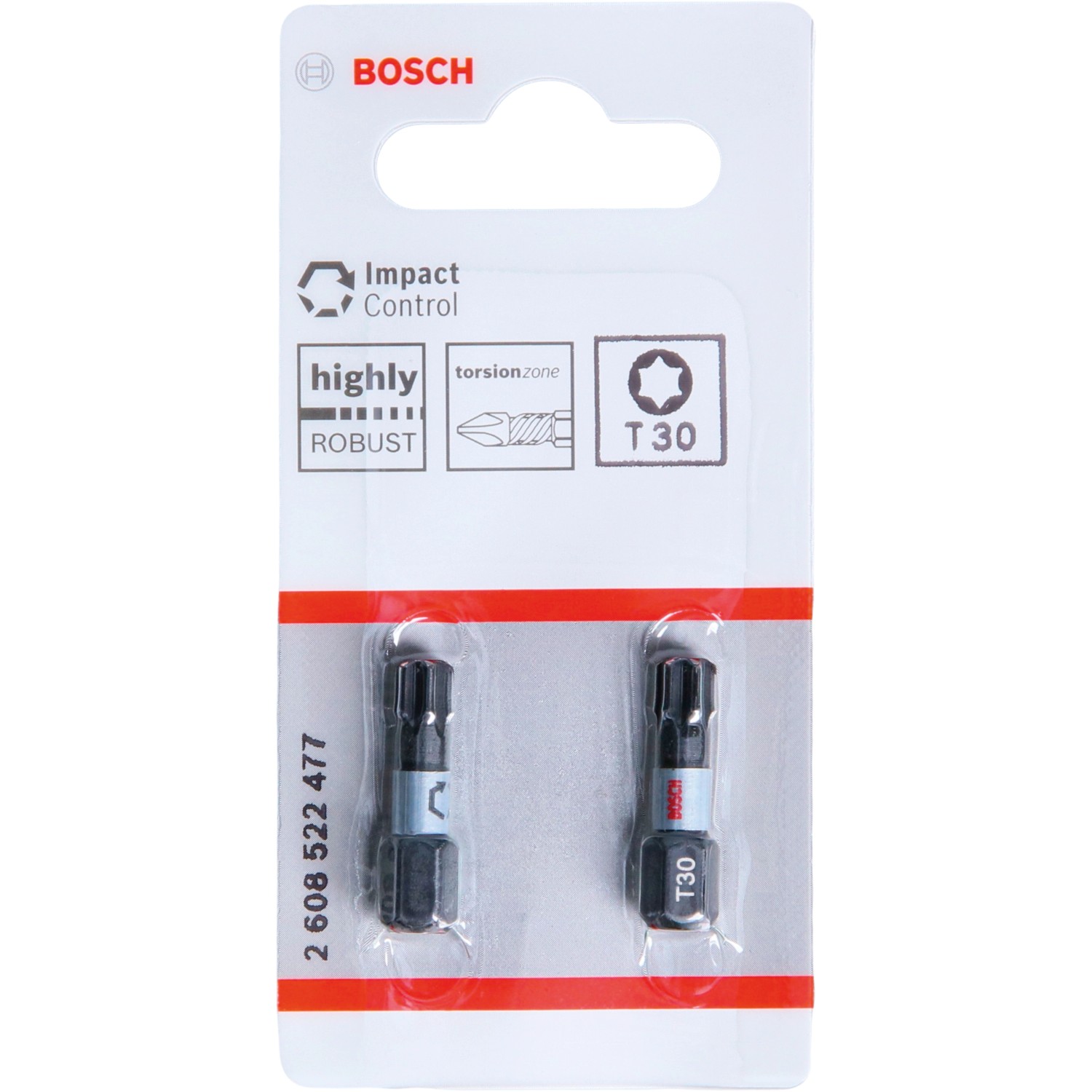 Bosch Insert Bits T30 Impact Control, 2 Stück, für hohe Drehmomente und Dauereinsatz.