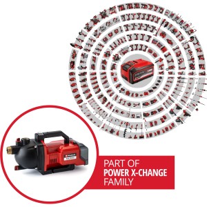 Einhell Aquinna Akku-Gartenpumpe, rot/schwarz, Teil der Power X-Change Familie.