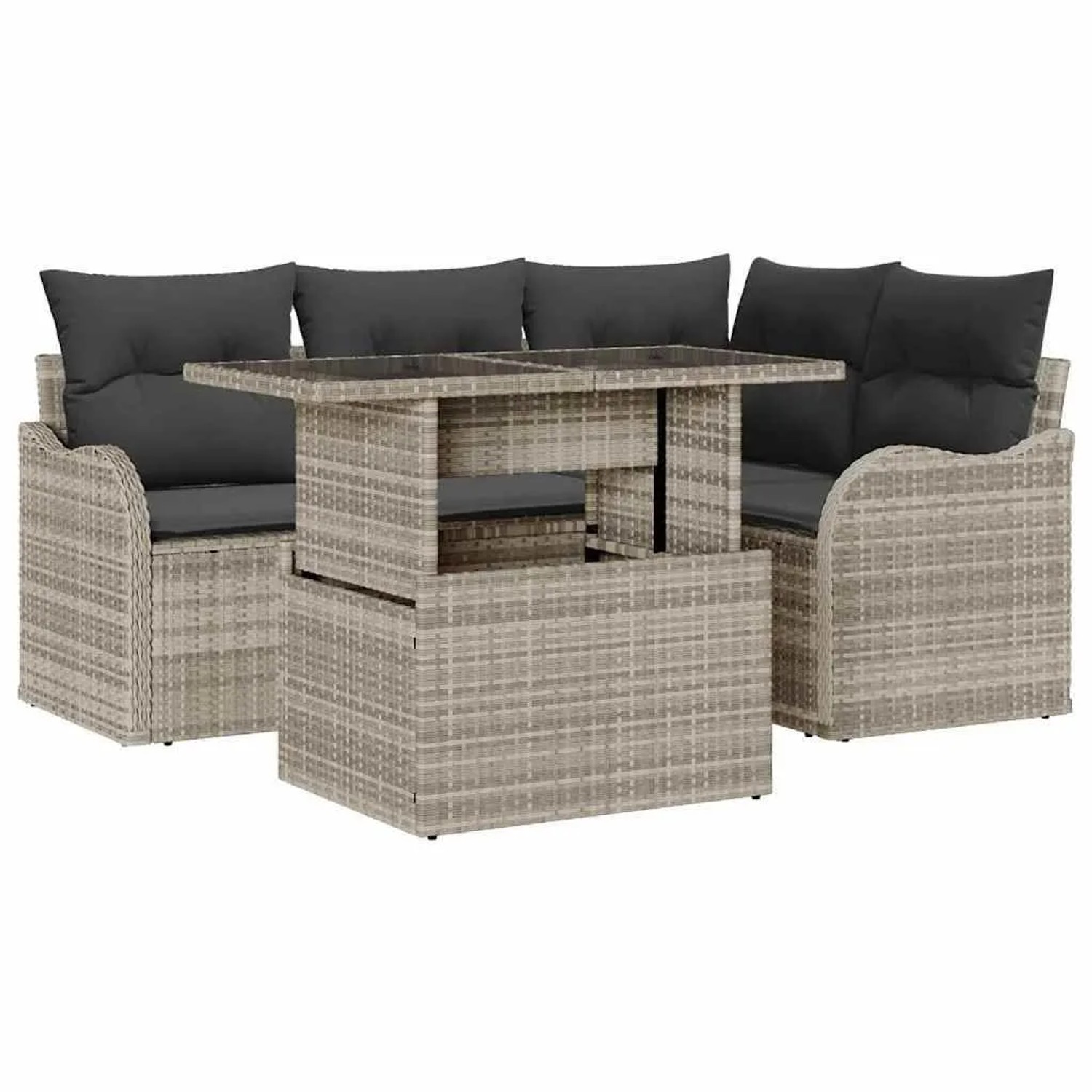 vidaXL Gartensofa-set mit Kissen 5-Tlg Hellgrau Poly-Rattan 3357195 günstig online kaufen