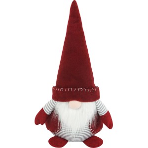 Roter Deko-Wichtel aus Polyester, 48 cm hoch, für die Weihnachtsdekoration.