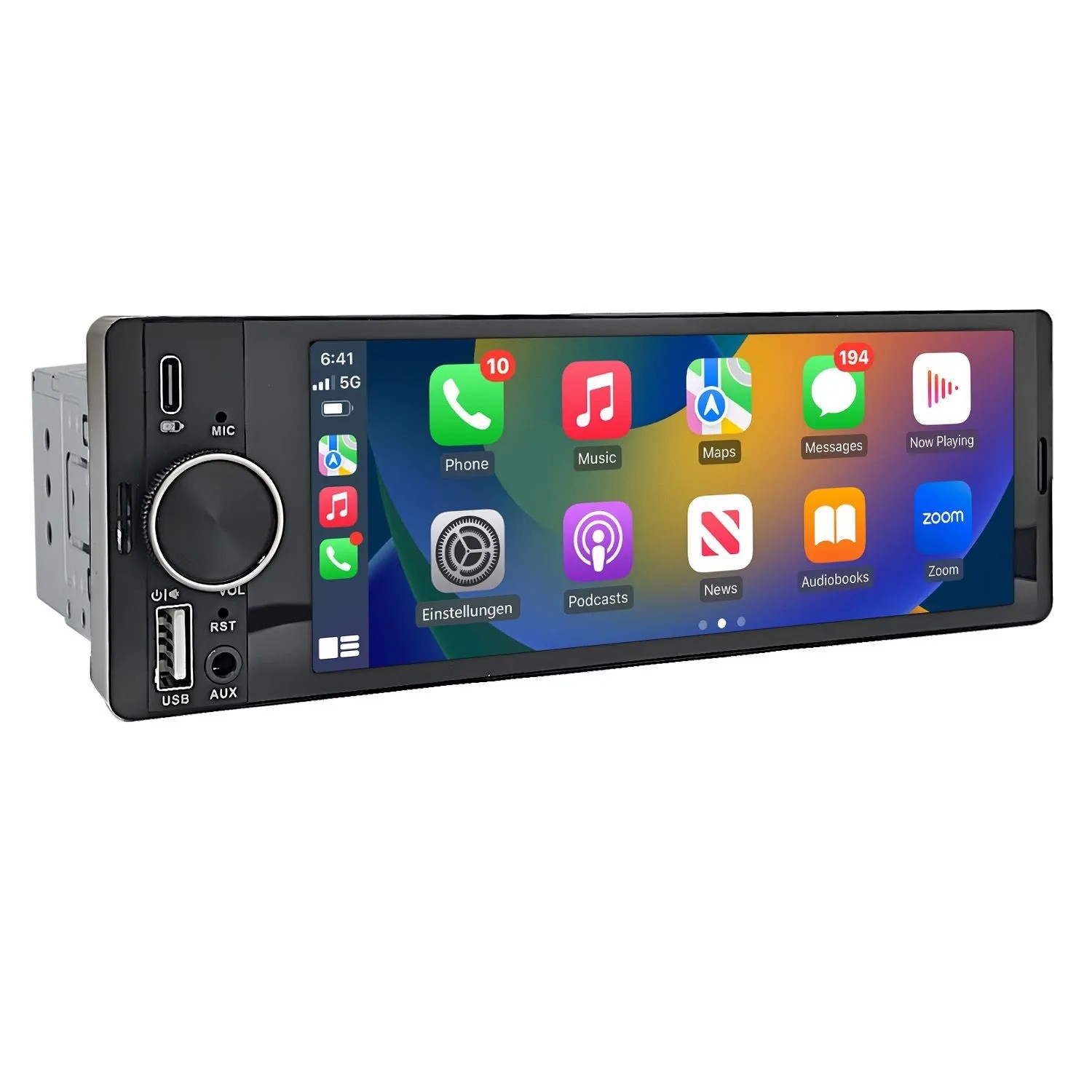 Junsung 1 Din Radio 6 Zoll Wireless Carplay HD IPS Touchscreen Bluetooth 5 Autoradio mit Android Auto FM Mirror Link EQ Ton