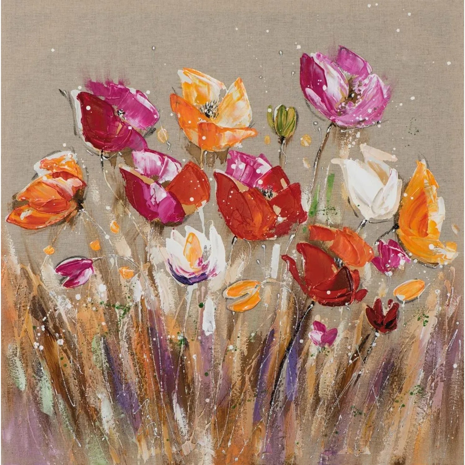 Art Universe Leinwandbild Hübsche Farbenfrohe Blumen 40 x 40 cm