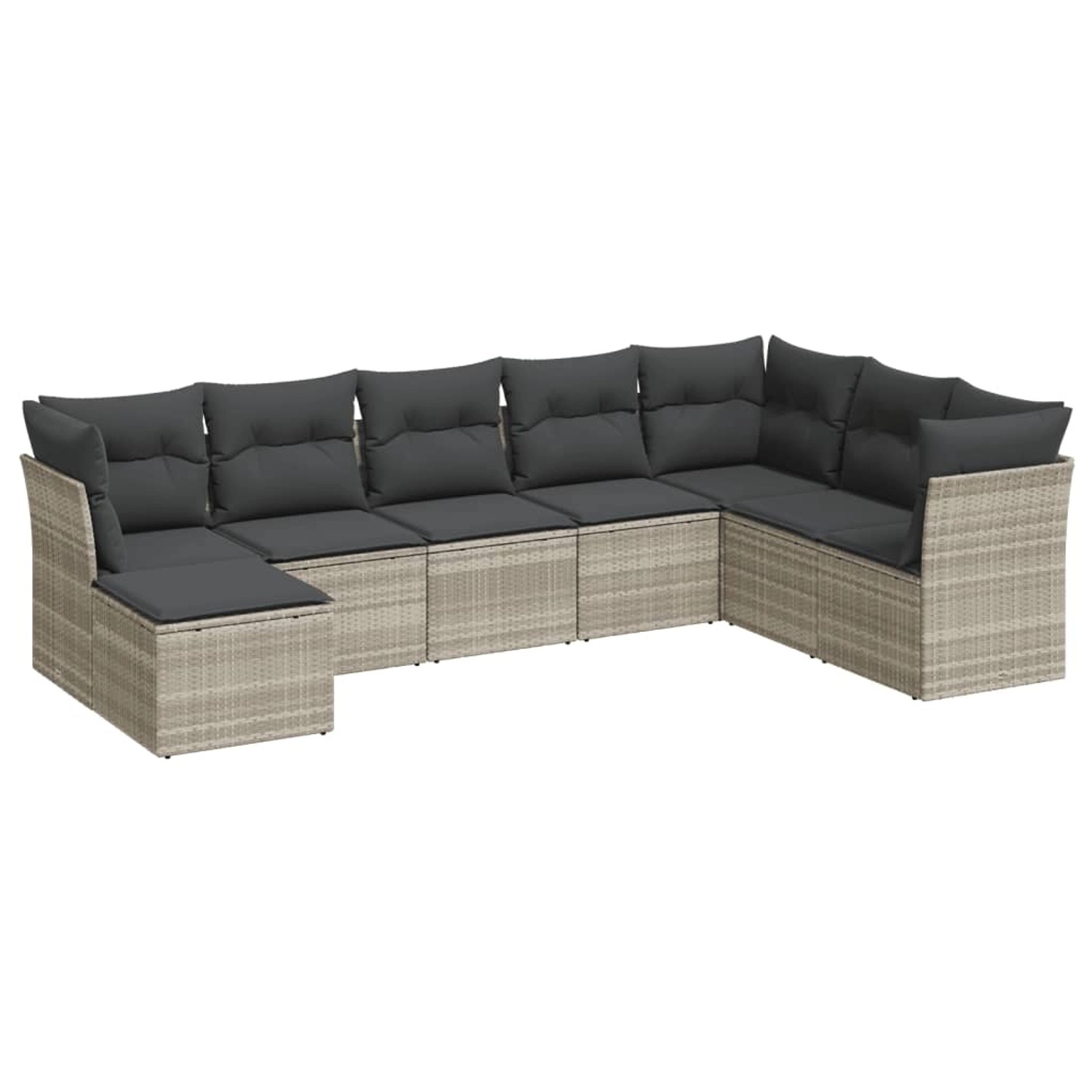 vidaXL 8-Tlg Garten-Sofagarnitur mit Kissen Hellgrau Poly Rattan 3249891 günstig online kaufen