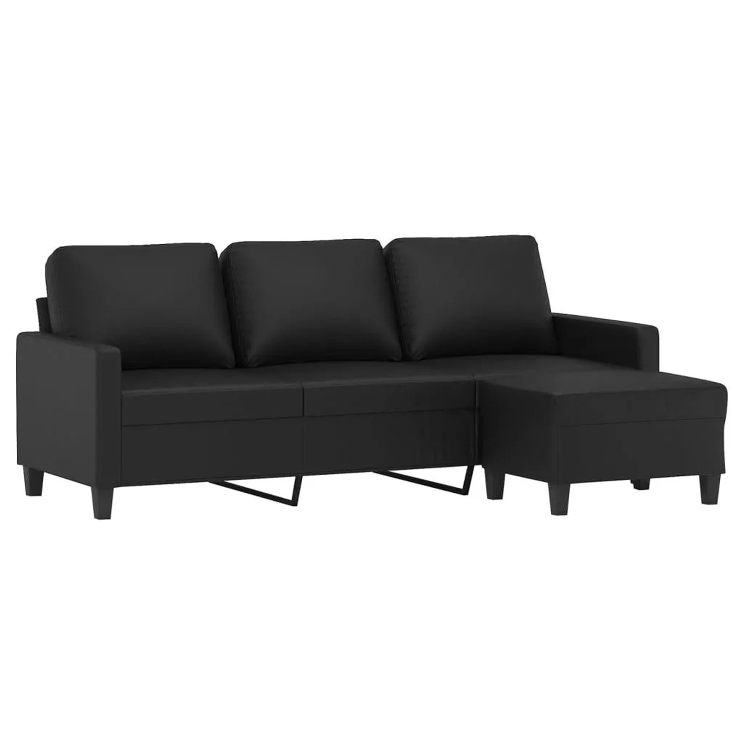vidaXL 3-Sitzer-Sofa mit Hocker Schwarz 180 cm Kunstleder 3201024