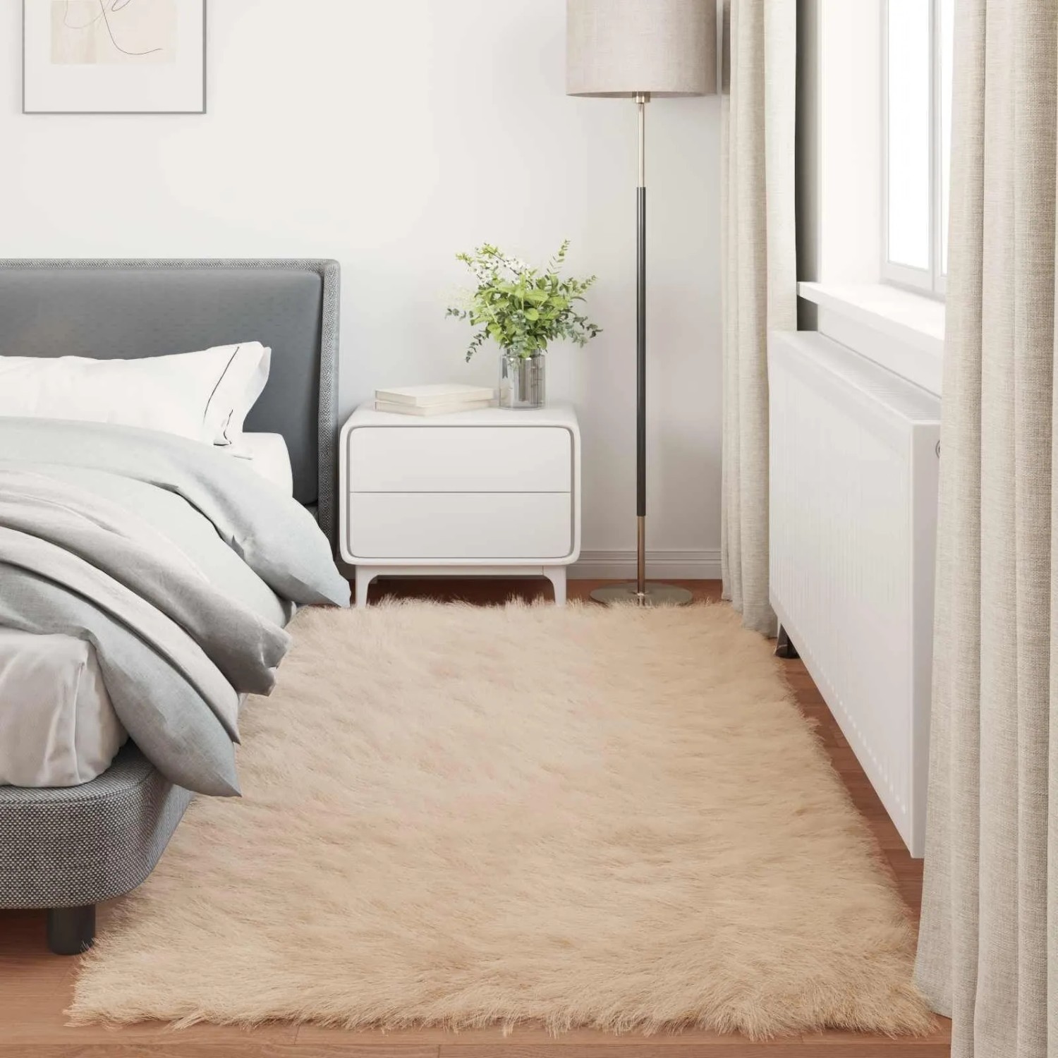 vidaXL Kunstschaffell Teppich Tafalla Beige 100 x 200 cm Polyester 42021481_4