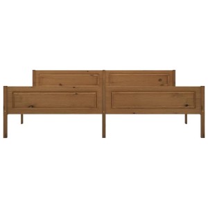 Massivholzbett Kiefer honigbraun, 200x200 cm. Bettgestell aus Holz für Schlafzimmer.