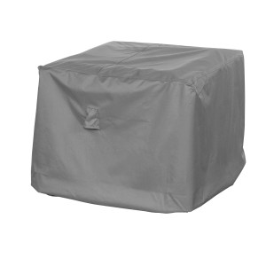 Graue Schutzhülle für einen Loungesessel, wasserdicht und UV-beständig, 100x100x80 cm.