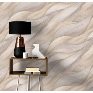 Erismann Vliestapete Casual Chic Wellen Stormy Beige im Raum, beige Optik.