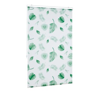 Relaxdays Duschrollo Kunststoff Aluminium Weiß Grün Wasserabweisend 100 cm x 240 cm
