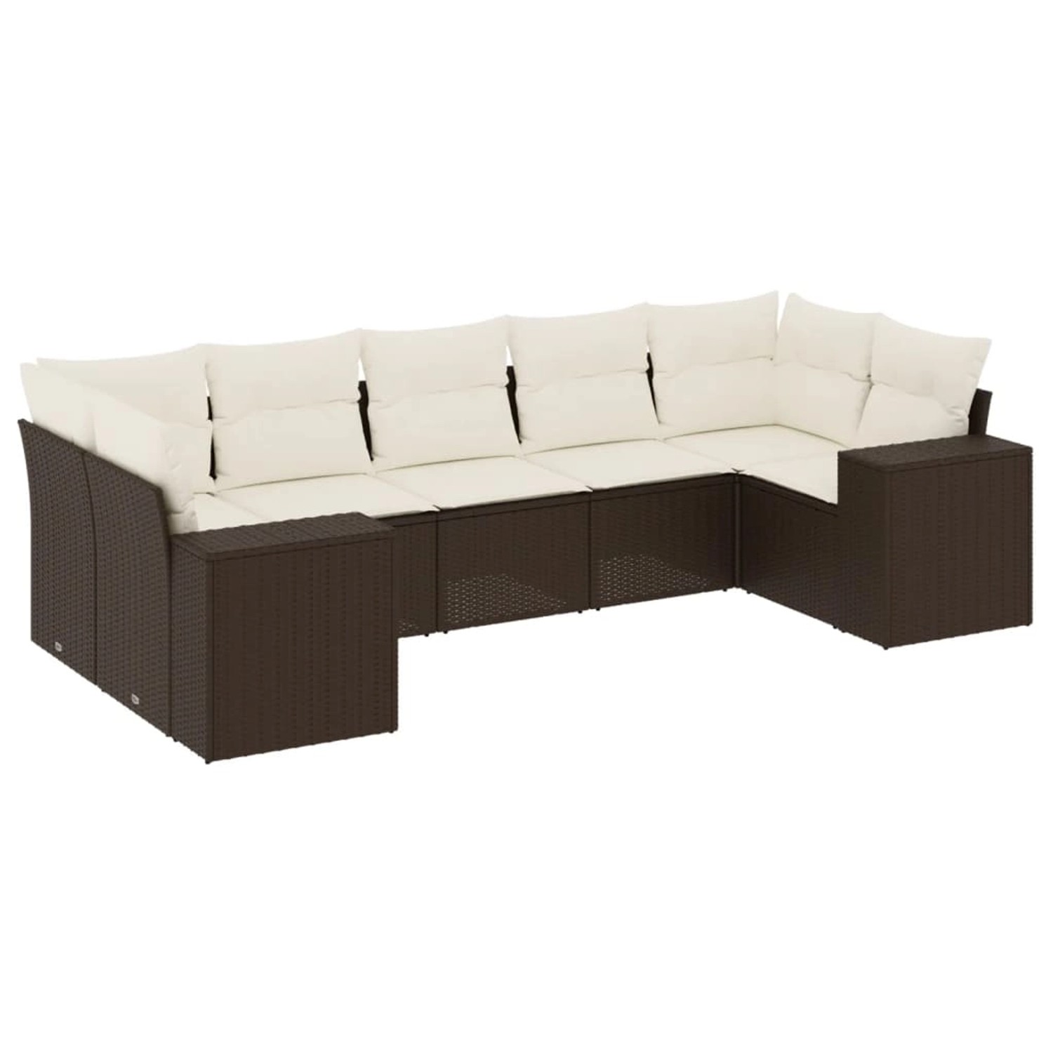 vidaXL 7-Tlg Garten-Sofagarnitur mit Kissen Braun Poly Rattan 3222992 günstig online kaufen