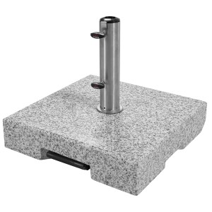 Doppler Granit Schirmständer Trolley 70 kg mit Edelstahlrohr und Rollen für einfachen Transport.