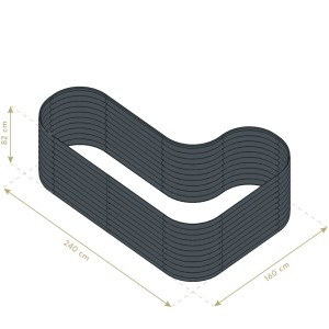 Westmann Metall Hochbeet Grow Faster in Anthrazit, L-Form mit Maßangaben.