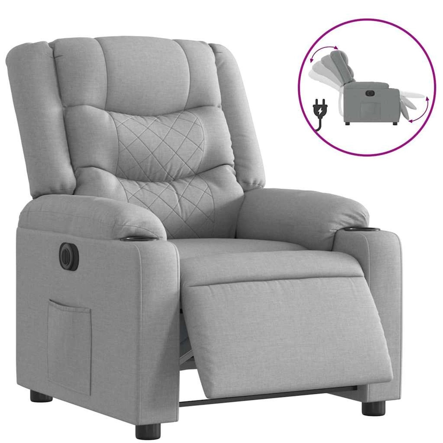 vidaXL Relaxsessel Elektrisch Hellgrau Stoff 3206567 günstig online kaufen