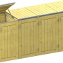 Mülltonnenbox System Binto für 4 Tonnen aus Nadelholz mit Klappdeckel, teilgeöffnet.