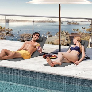 WOLTU Strandmatte 2er Set Strandliege mit Kopfkissen Klappbar Dunkelgrau