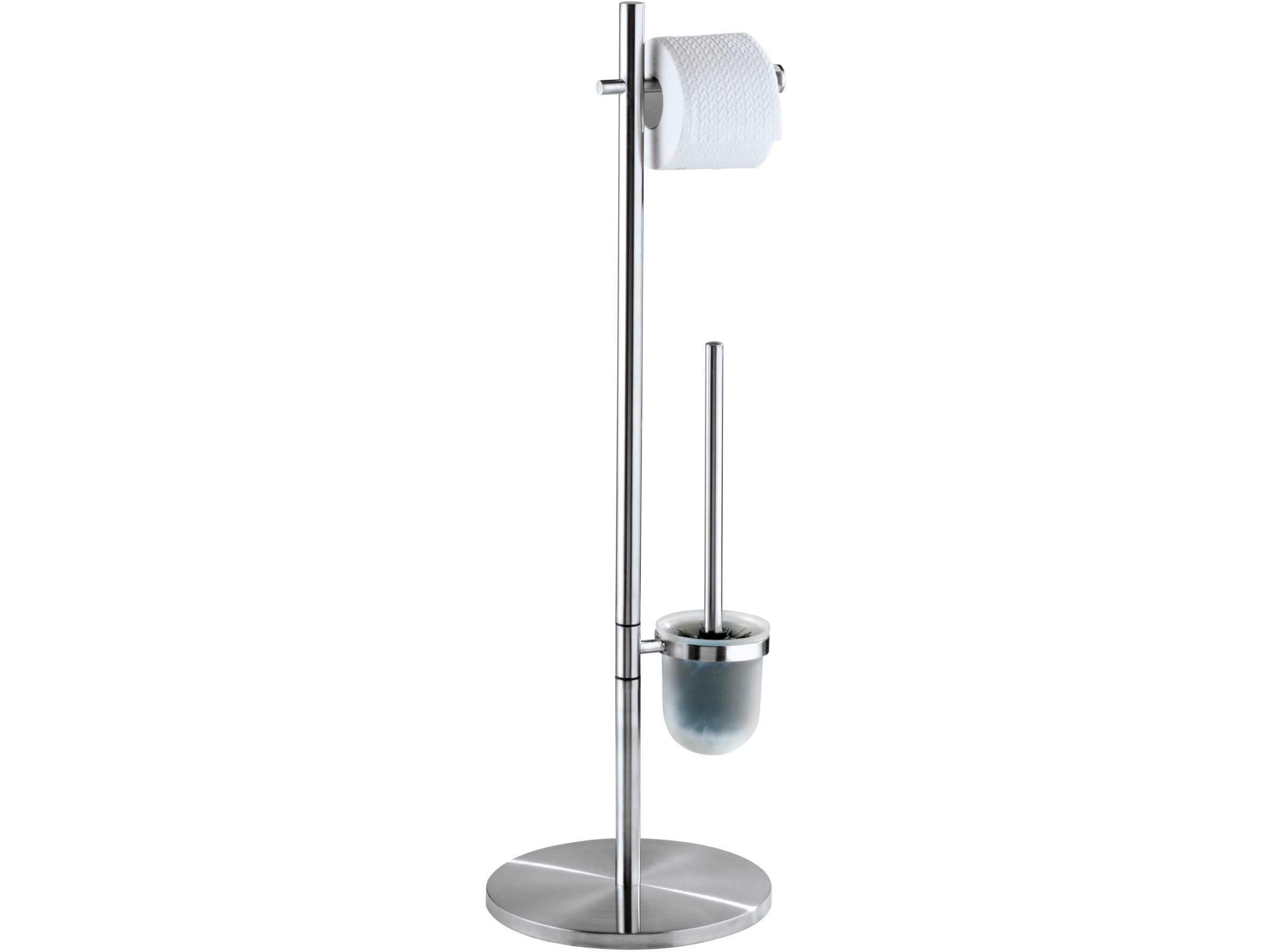 WENKO Stand-WC-Garnitur 'Marla' – WC-Bürstenhalter Aus Stahl In Chrom/Braun, 74 X 22 X 15 Cm