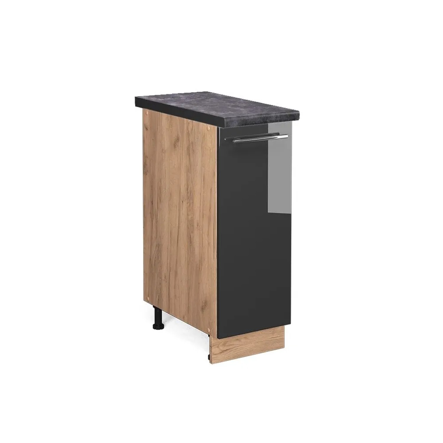 Vicco Apothekerschrank Fame-Line Anthrazit Hochglanz Goldkraft Eiche 30 cm AP Anthrazit