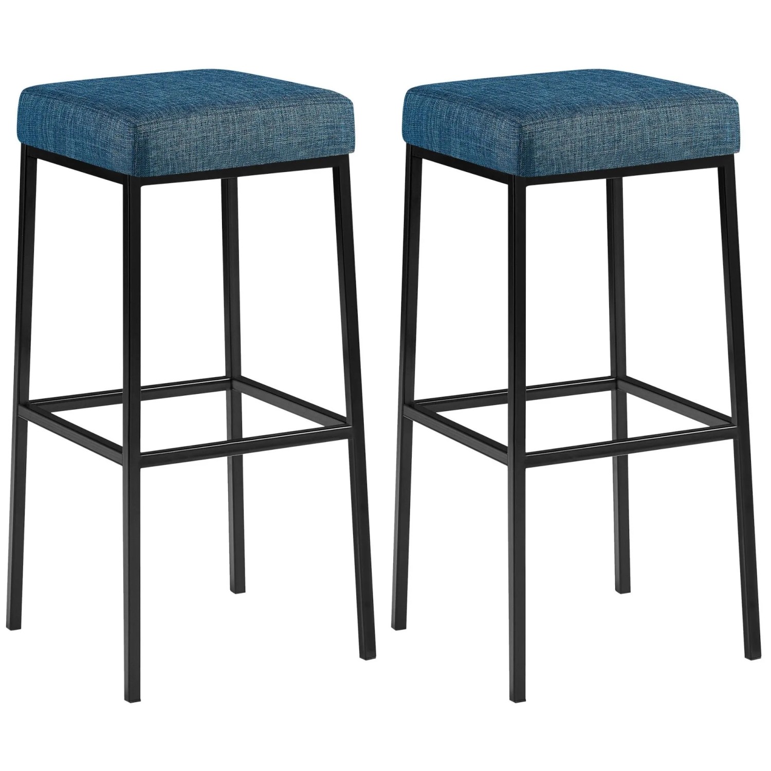 CLP 2er Set Barhocker Montreal Stoffbezug Blau/Schwarz