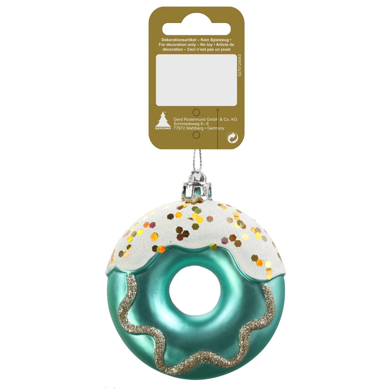 Donut zum Hängen aus Kunststoff Ø 8 cm Türkis