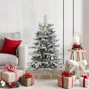 Weihnachtsbaum mit vidaXL Kugeln, 40-teilig, schwarz und gold, mit Stern- und Herzanhängern.