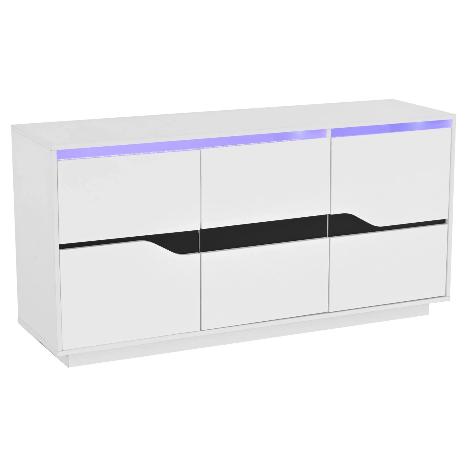 ModernLuxe Sideboard mit 3 Türen Verstellbaren Trennwänden Spanplatte Weiß
