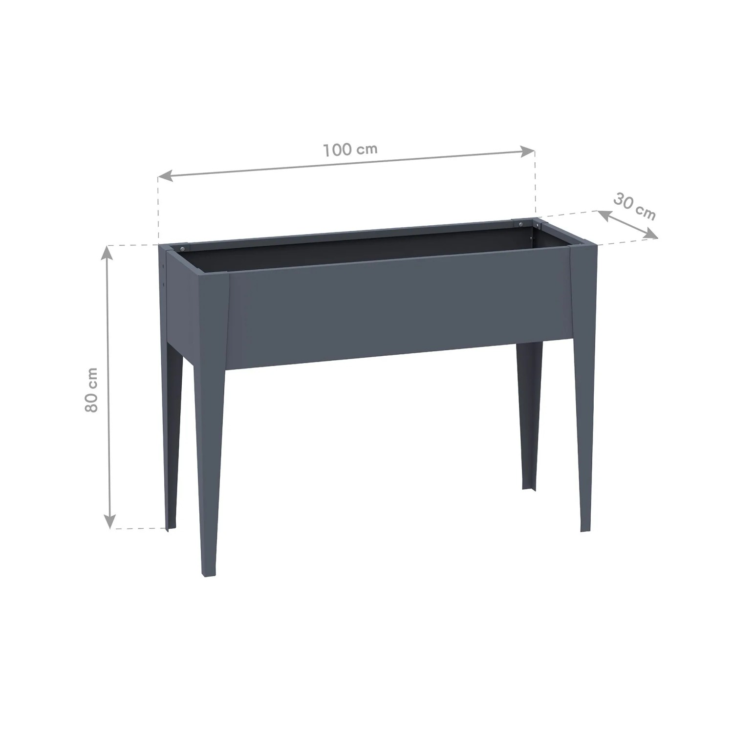 Anthrazitfarbenes Westmann Metall-Hochbeet Vedura M, 100x30x80 cm. Modernes Design für Balkon & Garten.