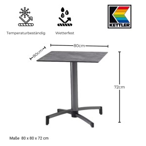 Kettler TUBE Balkon Gastrotisch Alu Klapptisch 80x80 Cm Schiefer Anthrazit
