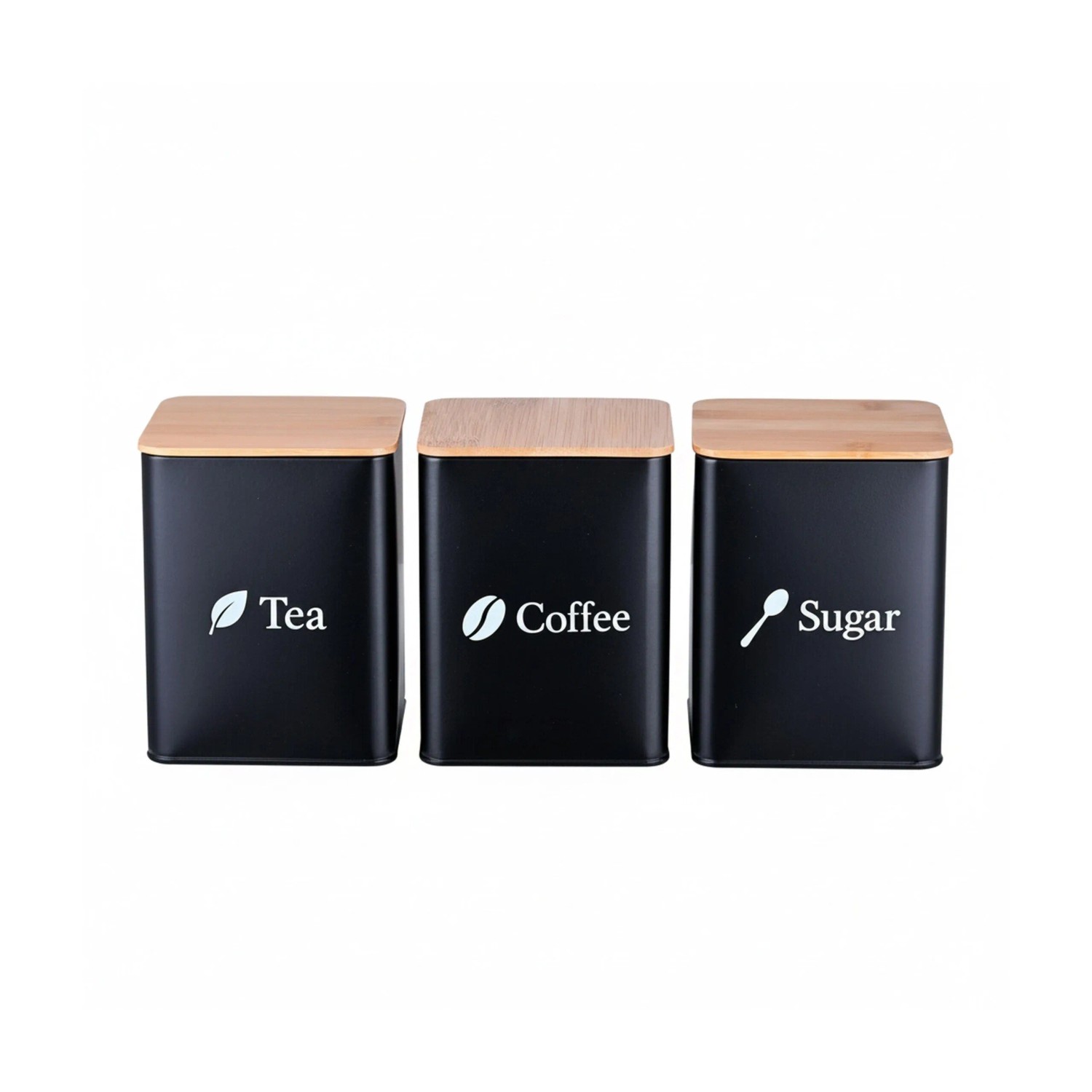 Relaxdays Vorratsdosen 3er Set Metall Schwarz Luftdicht 15 cm x 11 cm x 11 cm