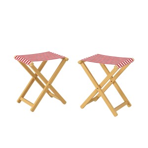 Erst-Holz Hocker Klappstuhl Anglerstuhl Buche Massiv Stoff Rot-Weiß 10-210 Doppelpack
