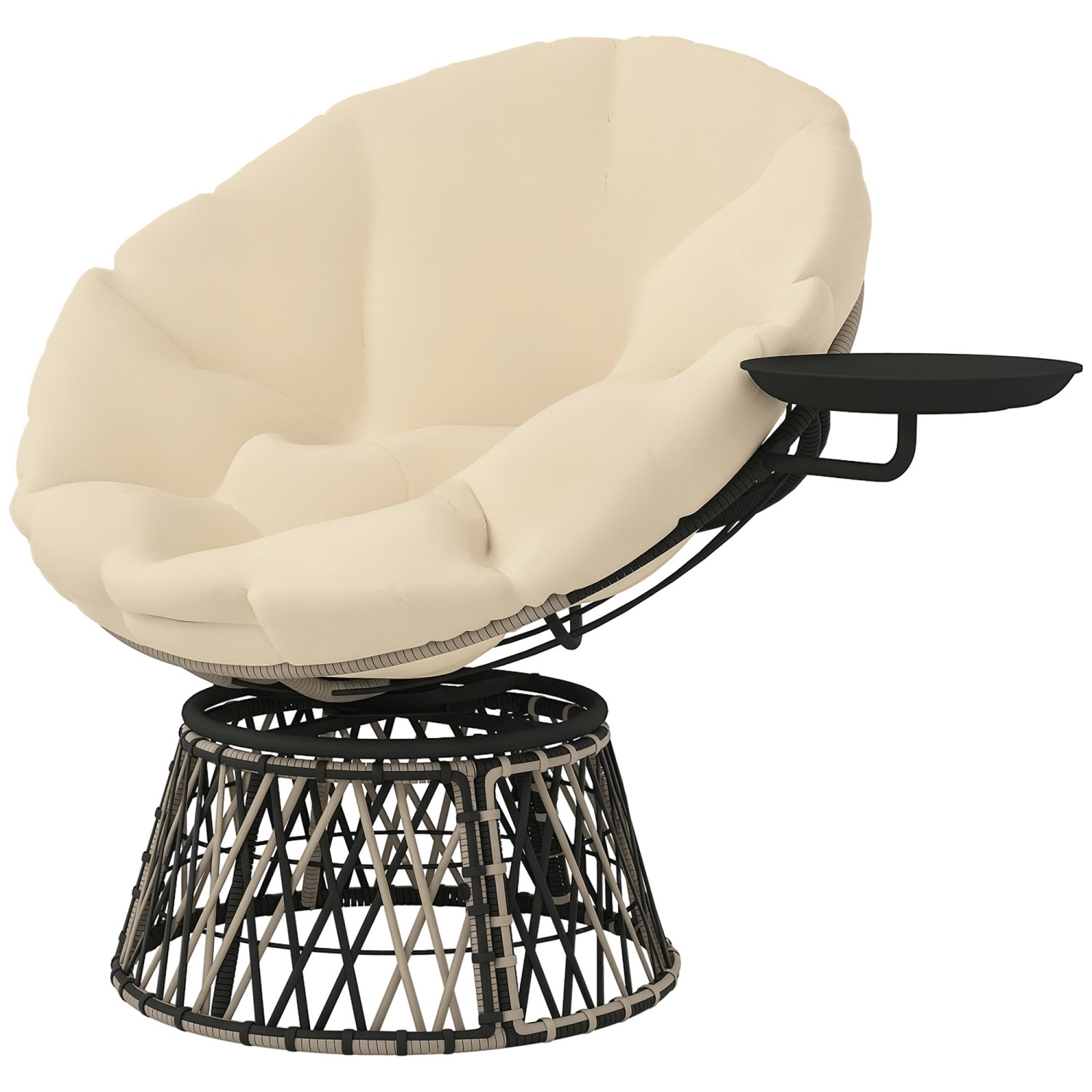 Outsunny Rattan Papasansessel Stahl 118L x 76B x 88H cm Beige günstig online kaufen