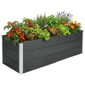 Floordirekt WPC Hochbeet Paros Extra Robust Alu-Eckpfosten Anthrazit 150 x 50 x 45 cm