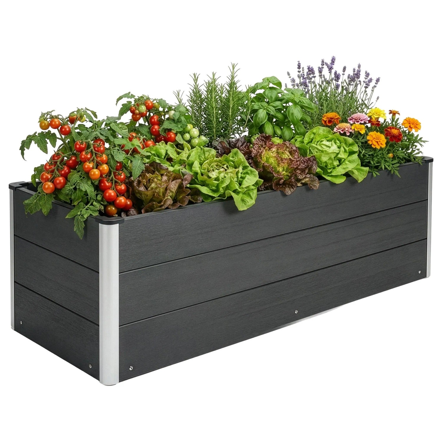 Floordirekt WPC Hochbeet Paros Extra Robust Alu-Eckpfosten Anthrazit 150 x 50 x 45 cm