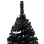 Detailaufnahme: Schwarzer, künstlicher Weihnachtsbaum mit PVC-Nadeln.