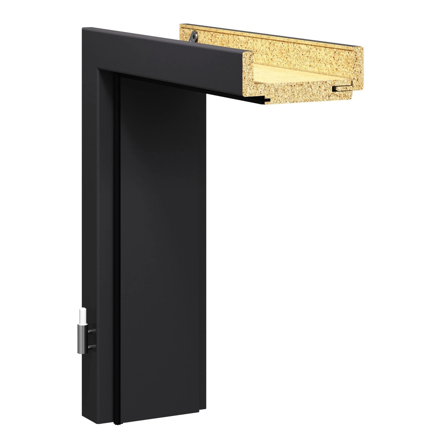 GetaDoor Zarge Brilant Soft Schwarz 198,5 cm x 86 cm x 8 cm DIN R
