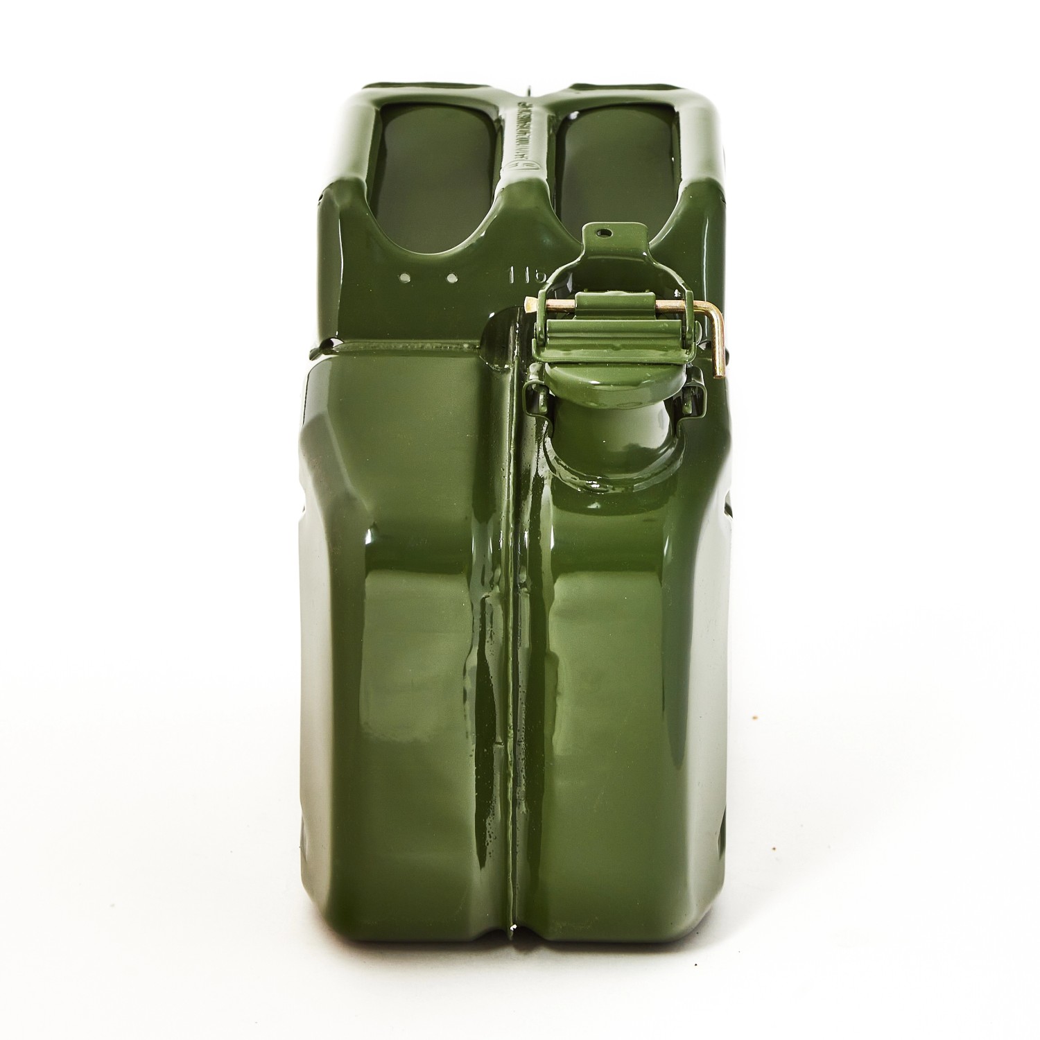 Olivgrüner 10L Metall Kraftstoffkanister für Benzin, Diesel & E10. TÜV-geprüfter Benzinkanister.