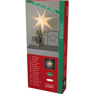 Konstsmide Papierstern, 7 Zacken, weiß, für stimmungsvolle Weihnachtsdeko im Innenbereich.
