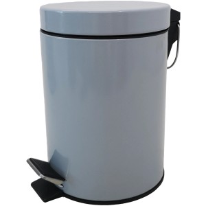 Hellgrauer MSV Treteimer, 3 Liter, aus Metall mit Kunststoffeimer.