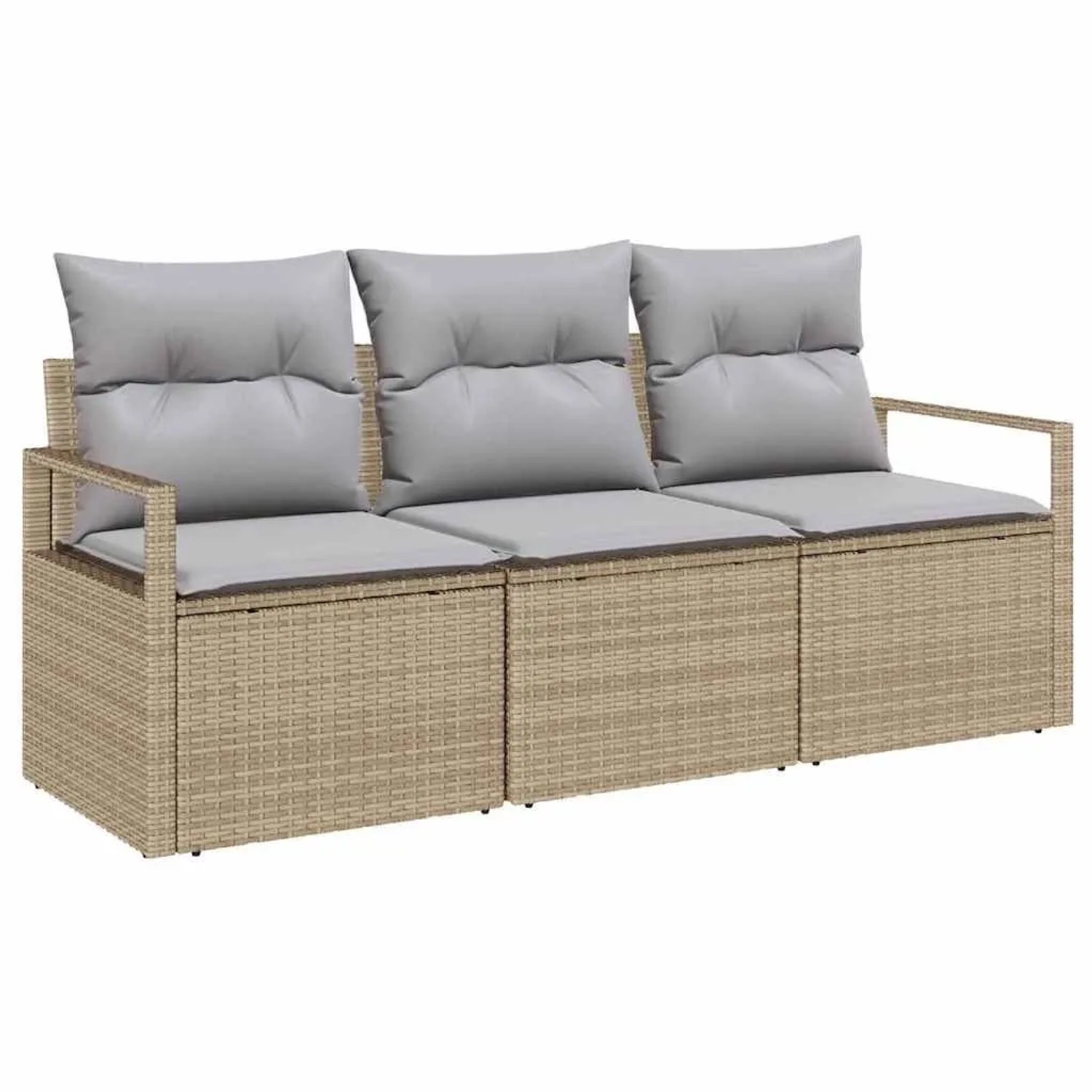 vidaXL Gartensofa-set mit Kissen 3-Tlg Beige und Hellgrau Poly-Rattan 33549 günstig online kaufen